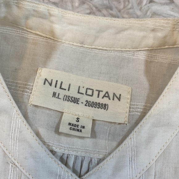 Nili Lotan Sheer Pleated Front Button Down Blouse sz S - Picture 7 of 10